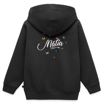 MALIA - Mädchen Name mit bunten Schmetterlingen - Kinder Premium Organic Zip Hoodie - Schwarz - Hinten - AI Model Kid Male (0cm)