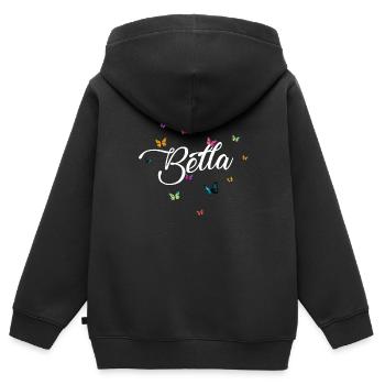 BELLA - Girl's Name with Colorful Butterflies - Kids Premium Organic Zip-up Hoodie - black - Back - AI Model Kid Male (0cm)