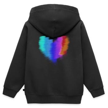 coeur, arc-en-ciel, peinture,coloré,flou - Sweat Premium à capuche zippé enfant bio - noir - Dos - AI Model Kid Male (0cm)