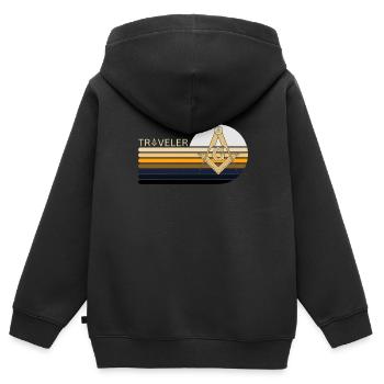 Francs-maçons Franc-maçonnerie Compass Tshirt - Sweat Premium à capuche zippé enfant bio - noir - Dos - AI Model Kid Male (0cm)