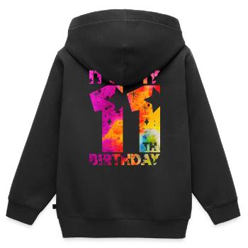 11E ANNIVERSAIRE LICORNE C’EST MON 11E ANNIVERSAIRE - Sweat Premium à capuche zippé enfant bio - noir - Dos - AI Model Kid Male (0cm)