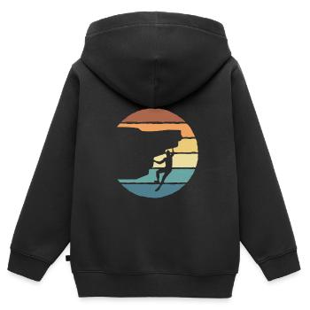 Felsklettern Boulder Klettern Kletterer - Kinder Premium Organic Zip Hoodie - Schwarz - Hinten - AI Model Kid Male (0cm)