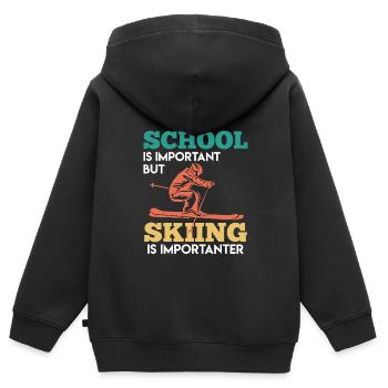 Skifahrer Spruch Skiurlaub - Kinder Premium Organic Zip Hoodie - Schwarz - Hinten - AI Model Kid Male (0cm)
