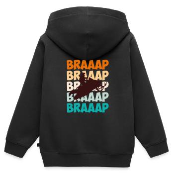 Motorschlitten Spruch Braaap Schneemobil - Kinder Premium Organic Zip Hoodie - Schwarz - Hinten - AI Model Kid Male (0cm)