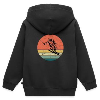 Skiurlaub Skifahrer Ski - Kinder Premium Organic Zip Hoodie - Schwarz - Hinten - AI Model Kid Male (0cm)