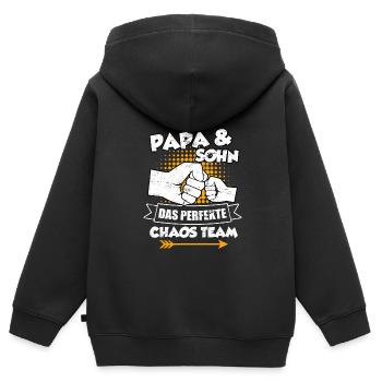 Papa und Sohn das perfekte Chaos Team Sohn Vater - Kinder Premium Organic Zip Hoodie - Schwarz - Hinten - AI Model Kid Male (0cm)