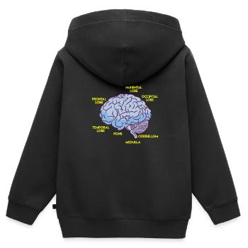 Anatomie d’un cerveau - Sweat Premium à capuche zippé enfant bio - noir - Dos - AI Model Kid Male (0cm)