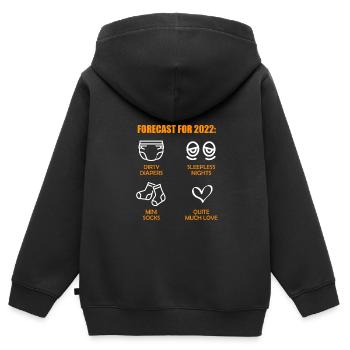 Bébé 2022 Prédiction papa devenir maman - Sweat Premium à capuche zippé enfant bio - noir - Dos - AI Model Kid Male (0cm)