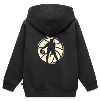 Basketball Oldschool Basketballer Basketballer - Kinder Premium Organic Zip Hoodie - Schwarz - Hinten - AI Model Kid Male (0cm)