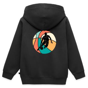 Basketball Basketball - Kinder Premium Organic Zip Hoodie - Schwarz - Hinten - AI Model Kid Male (0cm)