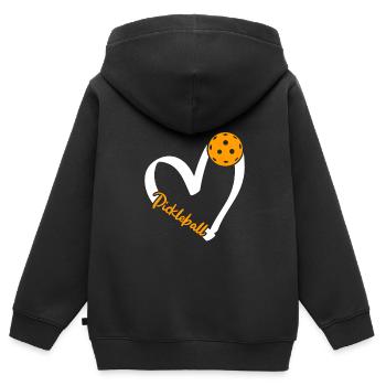 Pickleball Paddle Herz Liebe Pickleball - Kinder Premium Organic Zip Hoodie - Schwarz - Hinten - AI Model Kid Male (0cm)