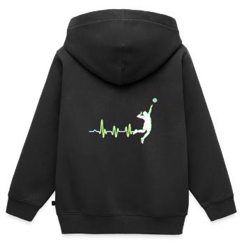 Volleyball Herzschlag Aufschlag Schmetterball - Kinder Premium Organic Zip Hoodie - Schwarz - Hinten - AI Model Kid Male (0cm)