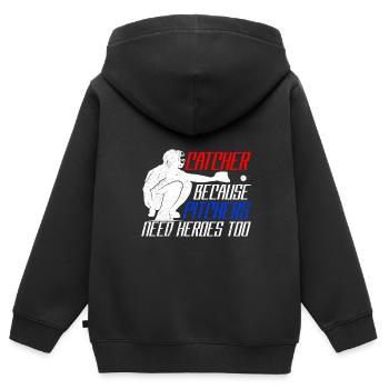 Catcher Baseball Spruch Baseballer - Kinder Premium Organic Zip Hoodie - Schwarz - Hinten - AI Model Kid Male (0cm)