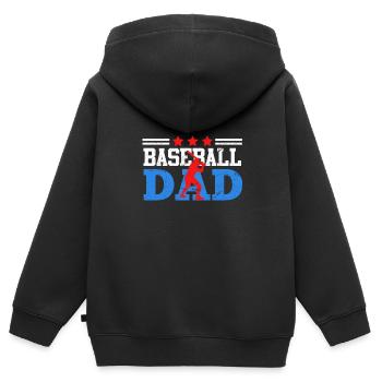 Baseball Père Baseball Papa - Sweat Premium à capuche zippé enfant bio - noir - Dos - AI Model Kid Male (0cm)