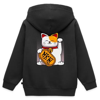 Japan Winkekatze Winken Katzen Katzenbesitzer - Kinder Premium Organic Zip Hoodie - Schwarz - Hinten - AI Model Kid Male (0cm)