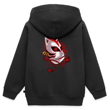 Kitsune Japanese Fox Mask Anime Manga - Sweat Premium à capuche zippé enfant bio - noir - Dos - AI Model Kid Male (0cm)