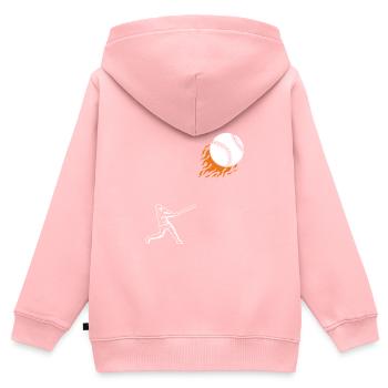 Base-ball - Sweat Premium à capuche zippé enfant bio - rose - Dos - AI Model Kid Female (0cm)