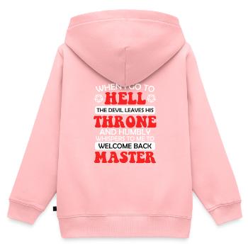 Sarkasmus Teufel Witz Satan Antichrist Böse Gemein - Kinder Premium Organic Zip Hoodie - Rosa - Hinten - AI Model Kid Female (0cm)