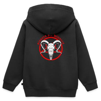 Sinners are Winners Teufel Satan Antichrist Ziege - Kinder Premium Organic Zip Hoodie - Schwarz - Hinten - AI Model Kid Male (0cm)