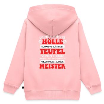 Teufel Satan Antichristen 666 Spruch - Kinder Premium Organic Zip Hoodie - Rosa - Hinten - AI Model Kid Female (0cm)