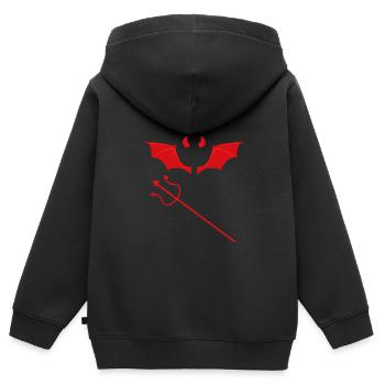 Teufel Santan Devil Evil Teufelchen - Kinder Premium Organic Zip Hoodie - Schwarz - Hinten - AI Model Kid Male (0cm)