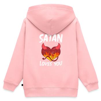 Satan loves You Party Teufel Antichrist - Kinder Premium Organic Zip Hoodie - Rosa - Hinten - AI Model Kid Female (0cm)
