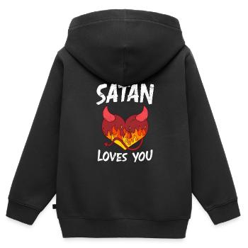 Satan loves You Party Teufel Antichrist - Kinder Premium Organic Zip Hoodie - Schwarz - Hinten - AI Model Kid Male (0cm)