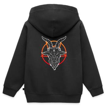 Teufel Symbol Pentagramm Antichrist Bock Ziege - Kinder Premium Organic Zip Hoodie - Schwarz - Hinten - AI Model Kid Male (0cm)