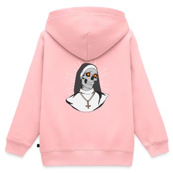 Satan Nonne Antichrist Totenkopf Satan - Kinder Premium Organic Zip Hoodie - Rosa - Hinten - AI Model Kid Female (0cm)