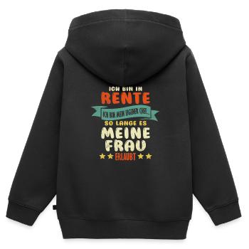 Ich bin in Rente Chef wenn es Frau erlaubt - Kinder Premium Organic Zip Hoodie - Schwarz - Hinten - AI Model Kid Male (0cm)