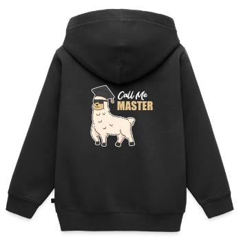 Alpaka Master Abschluss Master - Kinder Premium Organic Zip Hoodie - Schwarz - Hinten - AI Model Kid Male (0cm)