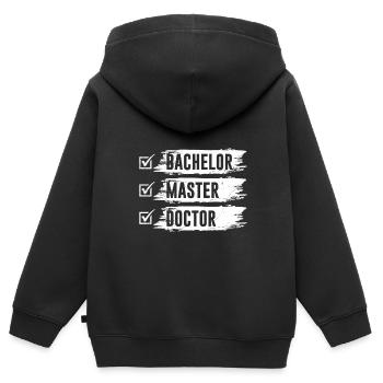Docteur Doctorat Thèse de doctorat Docteur - Sweat Premium à capuche zippé enfant bio - noir - Dos - AI Model Kid Male (0cm)