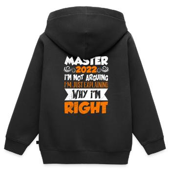 Master 2022 ich diskutiere nicht Master - Kinder Premium Organic Zip Hoodie - Schwarz - Hinten - AI Model Kid Male (0cm)