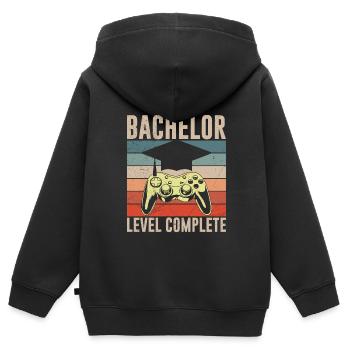 Bachelor Level Complete Bachelor Abschluss - Kinder Premium Organic Zip Hoodie - Schwarz - Hinten - AI Model Kid Male (0cm)