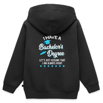 J’ai un baccalauréat et je suis toujours en droit - Sweat Premium à capuche zippé enfant bio - noir - Dos - AI Model Kid Male (0cm)