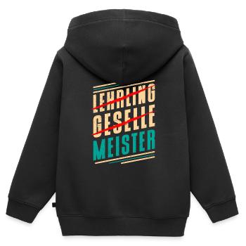 Nach Lehrling und Geselle Meister bestanden - Kinder Premium Organic Zip Hoodie - Schwarz - Hinten - AI Model Kid Male (0cm)
