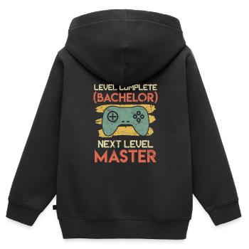 Niveau Bachelor compléter le niveau suivant Master - Sweat Premium à capuche zippé enfant bio - noir - Dos - AI Model Kid Male (0cm)
