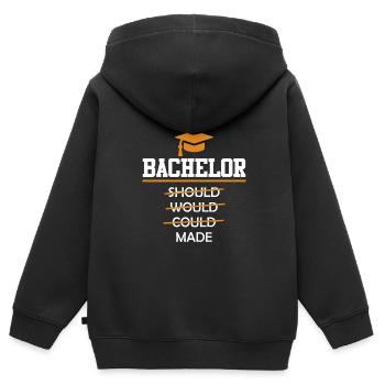Baccalauréat terminé! Célibataire - Sweat Premium à capuche zippé enfant bio - noir - Dos - AI Model Kid Male (0cm)