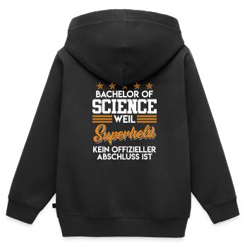Baccalauréat ès sciences Baccalauréat - Sweat Premium à capuche zippé enfant bio - noir - Dos - AI Model Kid Male (0cm)