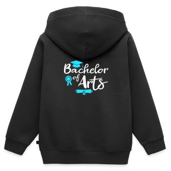 Baccalauréat ès arts Baccalauréat ès arts - Sweat Premium à capuche zippé enfant bio - noir - Dos - AI Model Kid Male (0cm)