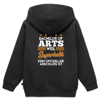 Baccalauréat ès arts Baccalauréat - Sweat Premium à capuche zippé enfant bio - noir - Dos - AI Model Kid Male (0cm)