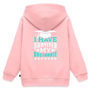 J’ai survécu à ma thèse de doctorat Doctorat - Sweat Premium à capuche zippé enfant bio - rose - Dos - AI Model Kid Female (0cm)