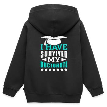 Ich habe meine Doktorarbeit überlebt Promotion - Kinder Premium Organic Zip Hoodie - Schwarz - Hinten - AI Model Kid Male (0cm)