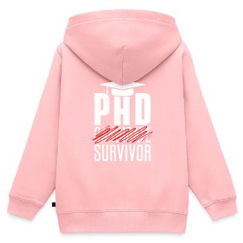 Thèse de doctorat survivant réussi - Sweat Premium à capuche zippé enfant bio - rose - Dos - AI Model Kid Female (0cm)