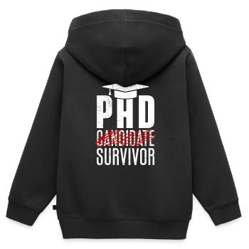 Thèse de doctorat survivant réussi - Sweat Premium à capuche zippé enfant bio - noir - Dos - AI Model Kid Male (0cm)