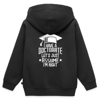 Hab einen Doktortitel 2022 Doktor Promotion - Kinder Premium Organic Zip Hoodie - Schwarz - Hinten - AI Model Kid Male (0cm)