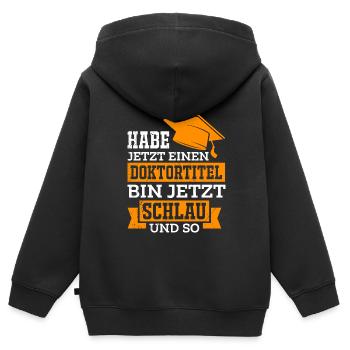 Doktortitel schlau und so Promotion Doktor - Kinder Premium Organic Zip Hoodie - Schwarz - Hinten - AI Model Kid Male (0cm)