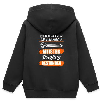 Lizenz zum Besserwissen Meisterprüfung - Kinder Premium Organic Zip Hoodie - Schwarz - Hinten - AI Model Kid Male (0cm)