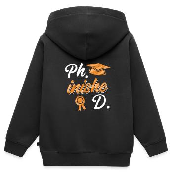Doctorat phinished Thèse de doctorat - Sweat Premium à capuche zippé enfant bio - noir - Dos - AI Model Kid Male (0cm)