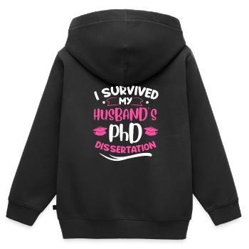 Husband's doctoral thesis survived doctorate - Kids Premium Organic Zip-up Hoodie - black - Back - AI Model Kid Male (0cm)
